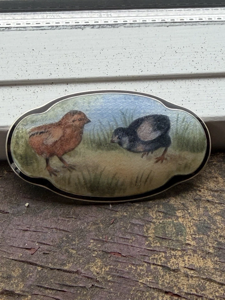 Spilla uccellino smaltato argento sterling Hjortdahl Norvegia norvegese... - Immagine 3 di 4