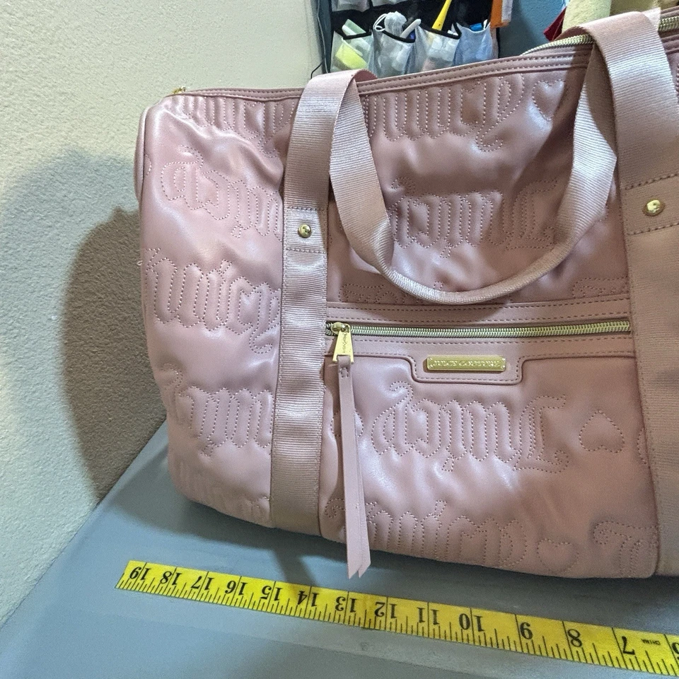 Juicy Couture розовый Рози ночь спортивная Weekender большая сумка выстеганная логотип новый - Изображение 3 из 4