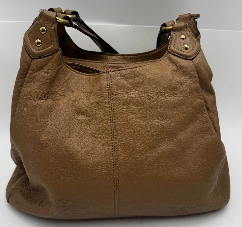 Bolsa de mão feminina Coach Campbell bolsos de couro marrom alça dupla bolsa de ombro - Imagem 2 de 4