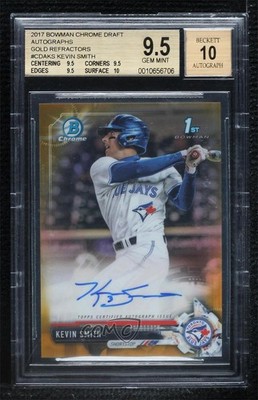 2017 Bowman Draft Chrome Pick Gold Refractor 14/50 Kevin Smith BGS 9.5 Auto 3c7