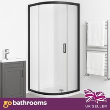 Black Quadrant Shower Enclosure Corner Single Sliding Door 8mm Easy Clean Glass