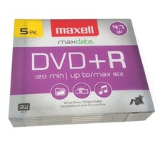 Maxell DVD RW Rewritable Disc 4.7 GB 4x Jewel Case Silver 5 Pack Maxdata