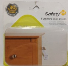 Safety 1st Furniture Wall Straps Prevent Tipping Bookcases Shelves Armoires 2pk