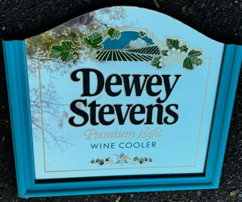 DEWEY STEVENS PREMIUM LIGHT WINE COOLER BAR MIRROR FRAMED 17”X 15” - Picture 3 of 5