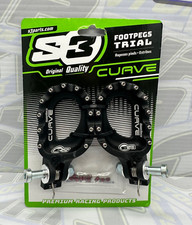 S3 Trials Hard Rock Curve Aluminium Footrests Pegs - TRS Sherco GasGas - BLACK
