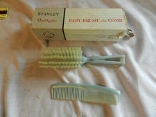 Vintage Stanley Home Products blue baby brush and comb in original box