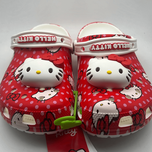 Crocs unisex Classic Hello Kitty Clogs Mules Comfort Shoes Sandals Red Size 9W - Picture 2 of 7