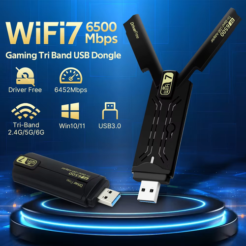 Wifi 7 USB 3.0 Adapter BE6500 Network Card Tri Band 6G/5G/2.4G USB Dongle Wirele - 第 8/13 張圖片