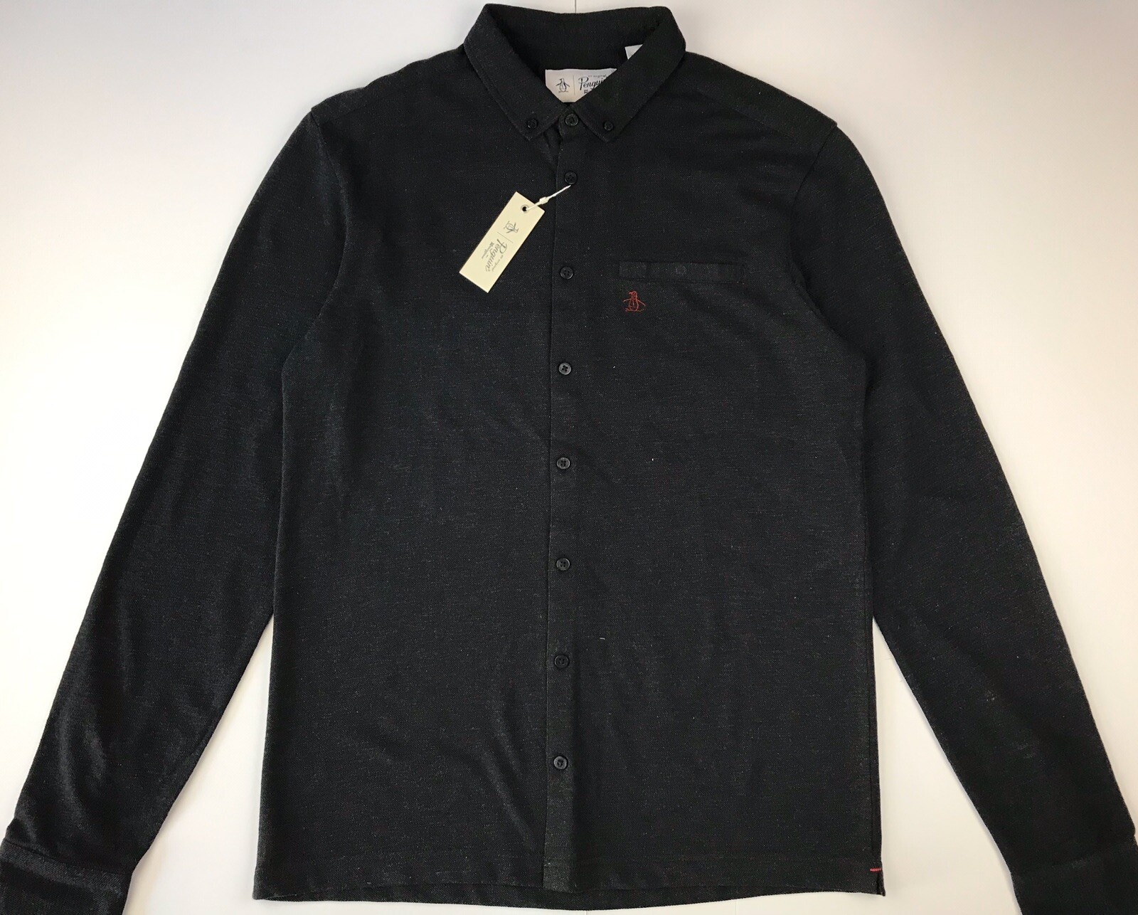 RRP £65 ORIGINAL PENGUIN BLACK HEATHER PK COTTON SHIRT BNWT free p+p