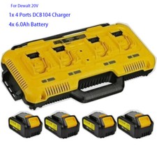 DCB104 XR 4-Port Multi Charger For DEWALT 20V 4x 6.0Ah DCB205 Battery NEW