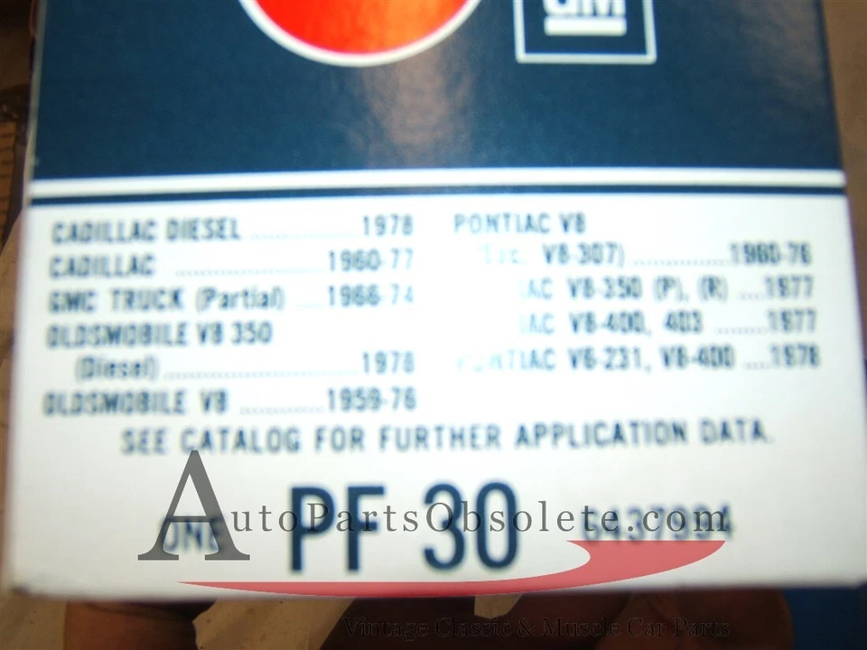 1973 1974 1975 76 1977 Pontiac Firebird Trans Am filtro de óleo estilo antigo AC pf30 - Imagem 2 de 2