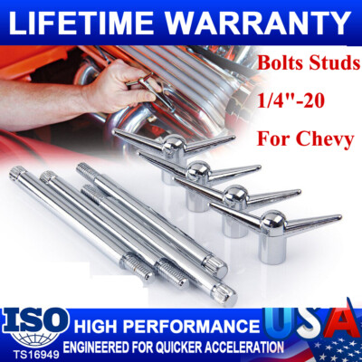 4PCS 4'' Valve Cover Bolt/Stud For Chevy V8 SBC 283 350 Hold Down Wing 1/4 in-20
