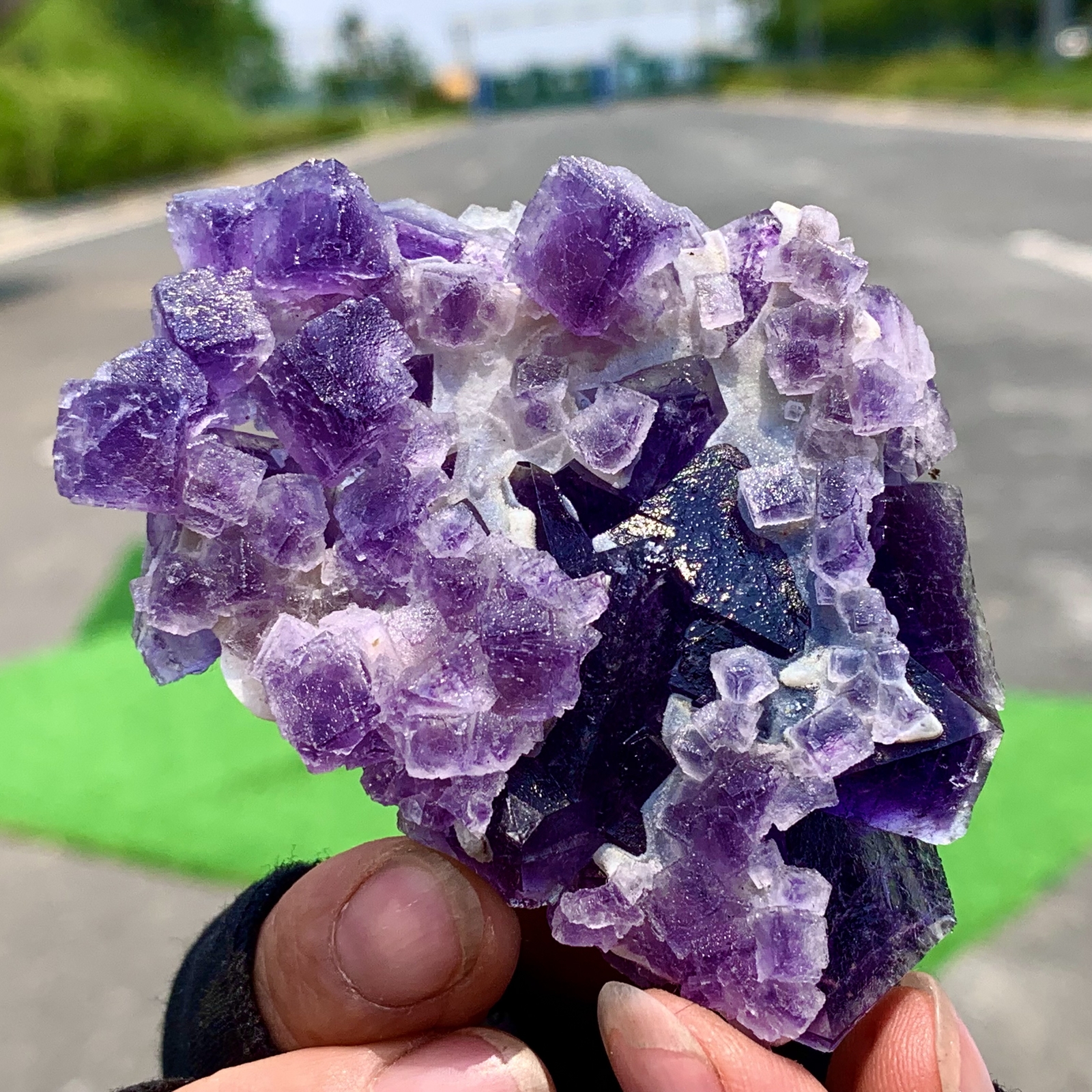 81G Rare Transparent Purple Cubic Fluorite Crystal Specimen from China