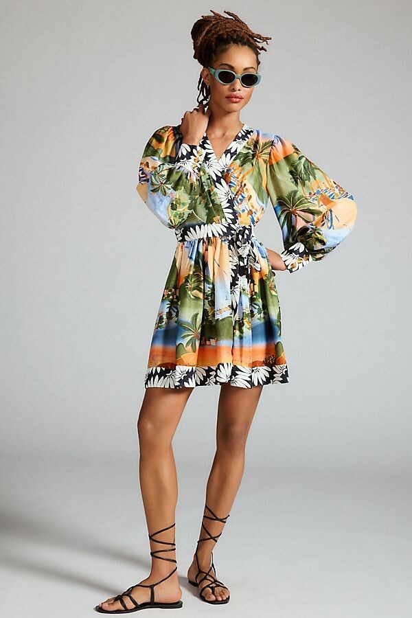 farm rio embroidered velvet mini dress FARM Rio Embroidered Tapestry Mini Dress main image 1