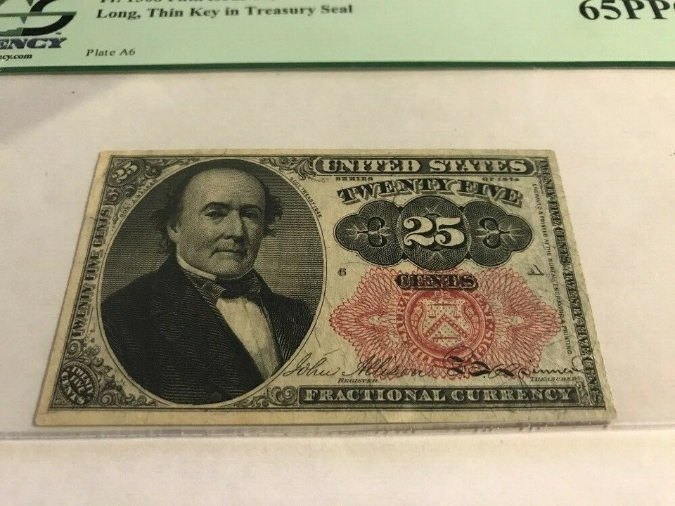 Fr. 1308  25c 5th Issue Fractional Currency Long Thin Key Treasury PCGS 65 PPQ - Image 4 of 4