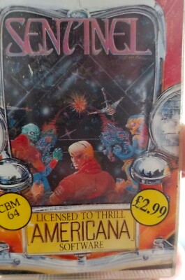 Sentinel (Americana 1987) Commodore C64 (Box, Manual, Tape) works 8-bit classic