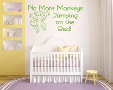No More Monkeys Jumping on the Bed Quote, Vinyl Wall Art Sticker, Decal, Bedroom