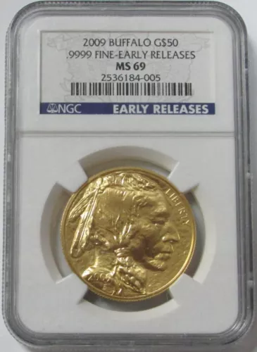 2009 GOLD $50 AMERICAN BUFFALO 1oz .999 FINE NGC MINT STATE 69 EARLY RELEASES