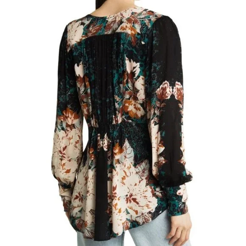 Free People Mikayla bedruckte Tunika grün Balsam Top Gr. M neu mit Etikett $ 128 * - Bild 2 von 8