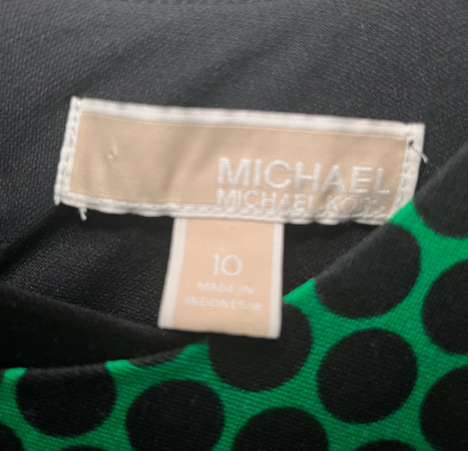 Abito subacqueo Michael Kors verde e blu navy a pois maniche lunghe taglia 10