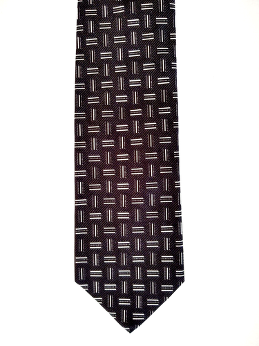 CITY OF LONDON 100% Silk Men's Necktie Geometric Black/Silver EUC - Picture 2 of 3