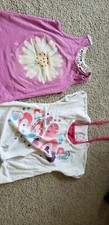 Girls Lot T Shirt Tank Top Pink White Flowers 5-6 Years