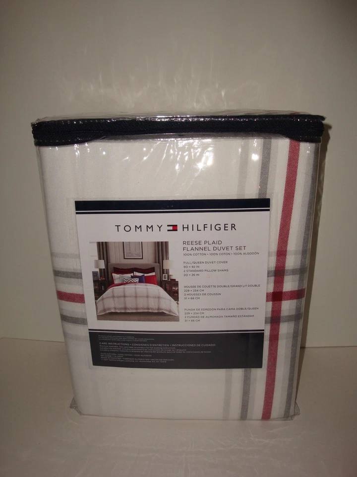Juego de fundas funda nórdica Tommy Hilfiger Reese de franela a cuadros queen completa gris rojo Foto 4 de 4