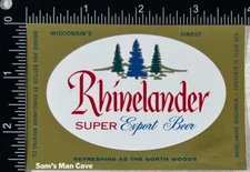 Rhinelander Super Export Beer Label - WISCONSIN