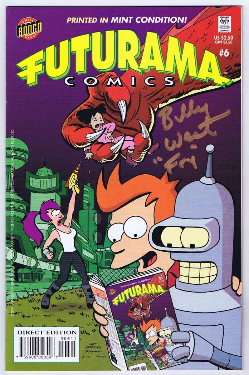 Futurama #6 NM Signed w/COA by Billy West Infinity Cover 2001