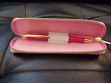 Beautiful Pink Ink Pen In Faux Leather Floral Case with Fingerprint/Dust Cloth