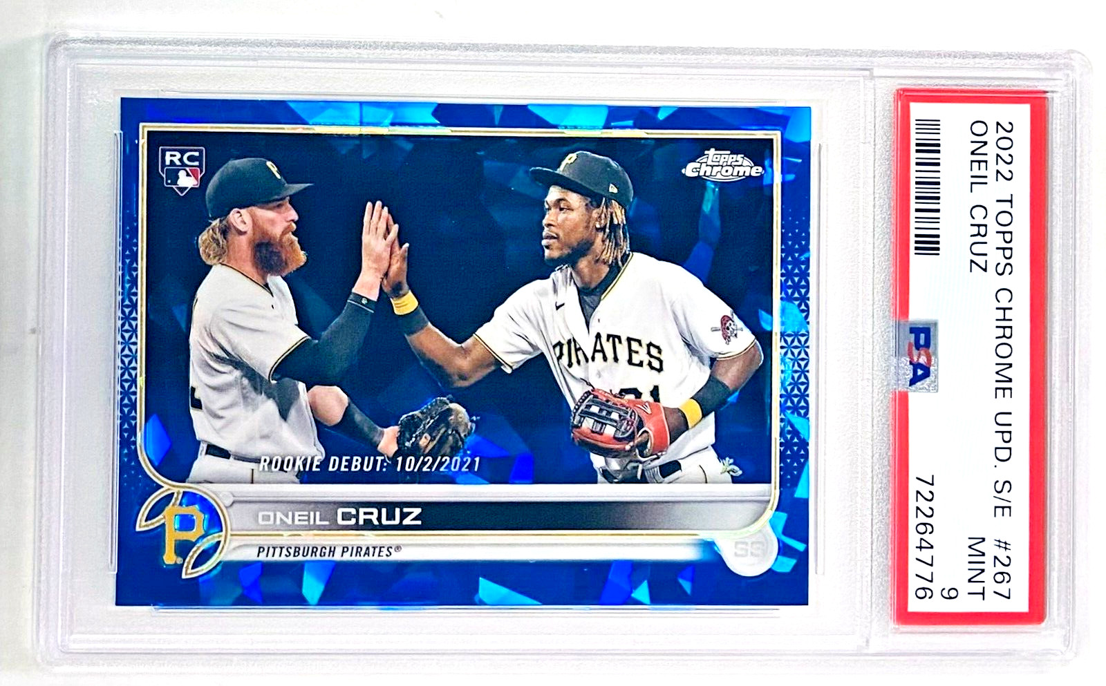 2022 Topps Chrome Update Sapphire Edition Oneil Cruz #267 PSA 9 Rookie Debut RC