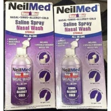 (2 Pack) NeilMed NasaMist, Saline Spray Nasal Wash, All-in-One, Sterlie