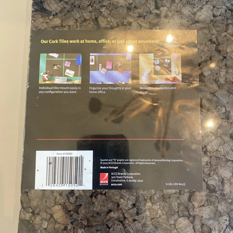 Quartet Dark Cork Tiles 12" x 12" 4-Pack by ACCO Brown Bulletin Board Panels - Image 3 of 4