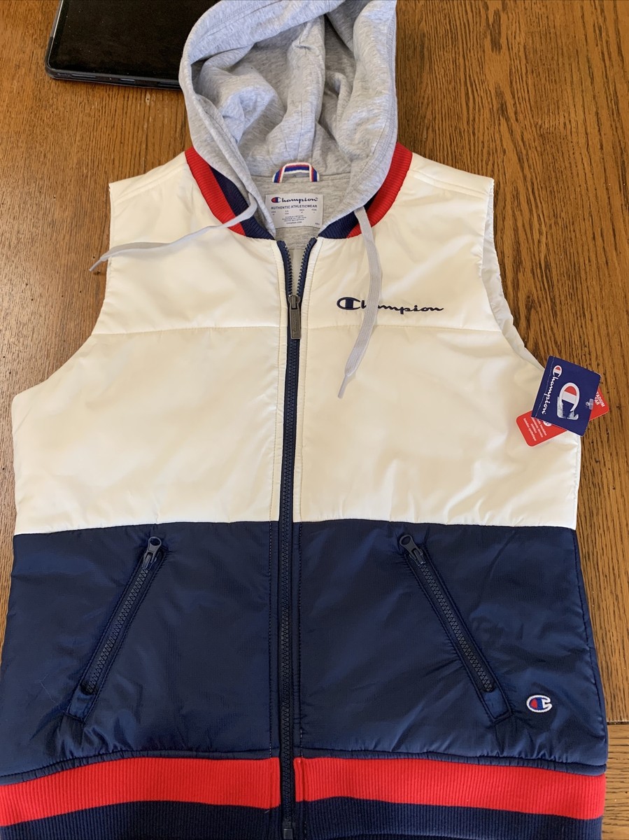 Champion Stadium Puffer Vest Womens Athletics Hoodie Size Med Nwt