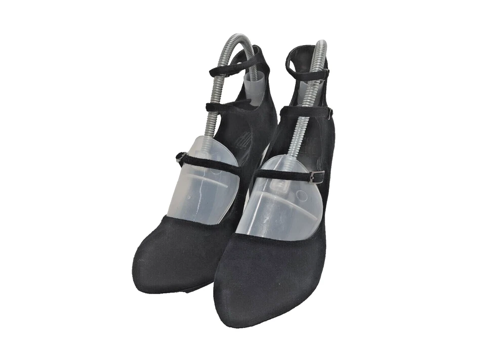 Zapatos de tacón alto Pelle Moda de gamuza de cuero negros para mujer talla 8M Foto 2 de 4