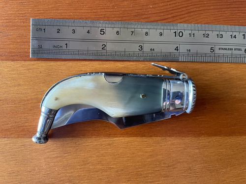3” Spanish navaja pocket knife bull horn handle handmade unique - USA seller - Picture 6 of 13