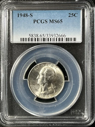 1948-S  25C Washington Quarter Dollar PCGS MS65   33932666