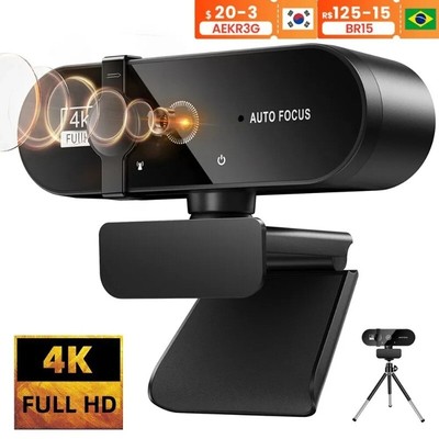 4K Webcam 1080P Mini Camera 2K Full HD Webcam with Microphone 30fps USB Web Cam
