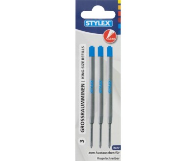 3 Stück Großraummine Kugelschreibermine Kulimine Nachfüllmine blau 1 mm