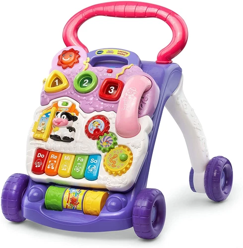 VTech Baby Push Walker Toddler Interactive Learning Toy Sit-to-Stand Lavender