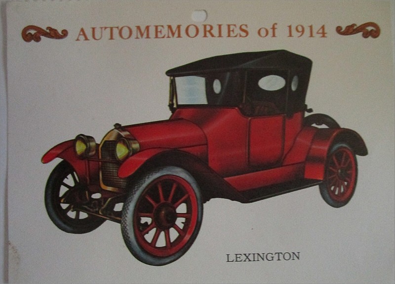 1914 Lexington Roadster car calendar print (red, black top)