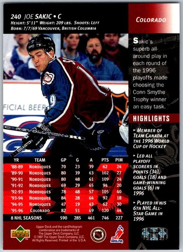 1996-97 Upper Deck Série 2 - Cartes de base (211-358 + ChkLst) - U-Pick From List - Photo 59 sur 293