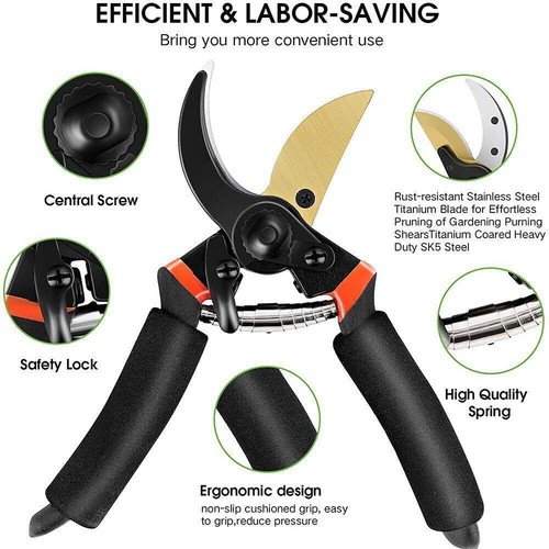 Gardening Shears Secateurs Snips Pruning Cutting Shears Japanese Steel Blade - Picture 6 of 15