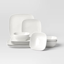 12pc New Poreclain Square Coupe Dinnerware Se...