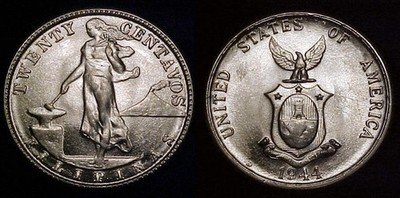 PHILIPPINES 1944 D 20 Centavos BU