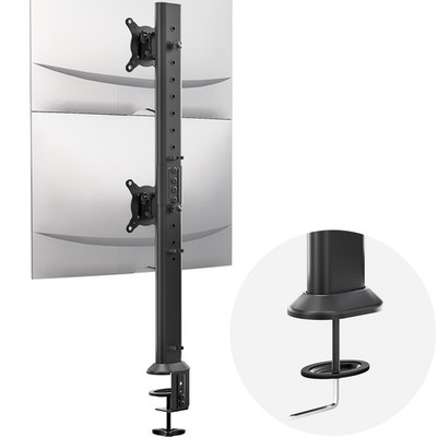 Dual Monitor Articulating Desk Mount Arm Stand Vertical Stack Fits 1334 Inch