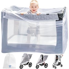 Pack n Play/Stroller Mosquito Net Cover with Zippers - Premium Quality, Adaptabl