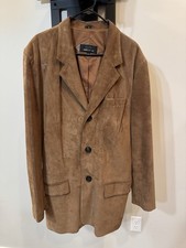 Vtg Jones New York Mens Suede Leather Blazer Sz 42L Brown Notched Lapel 3 Button