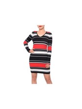 PLANET GOLD Womens Body Con Short Dress Black Long Sleeve V Neck Up Juniors XS