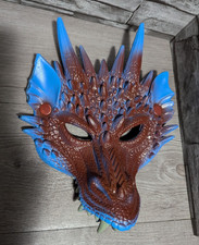 Soft Dragon Face Cosplay Halloween Costume Mask Burgundy Blue